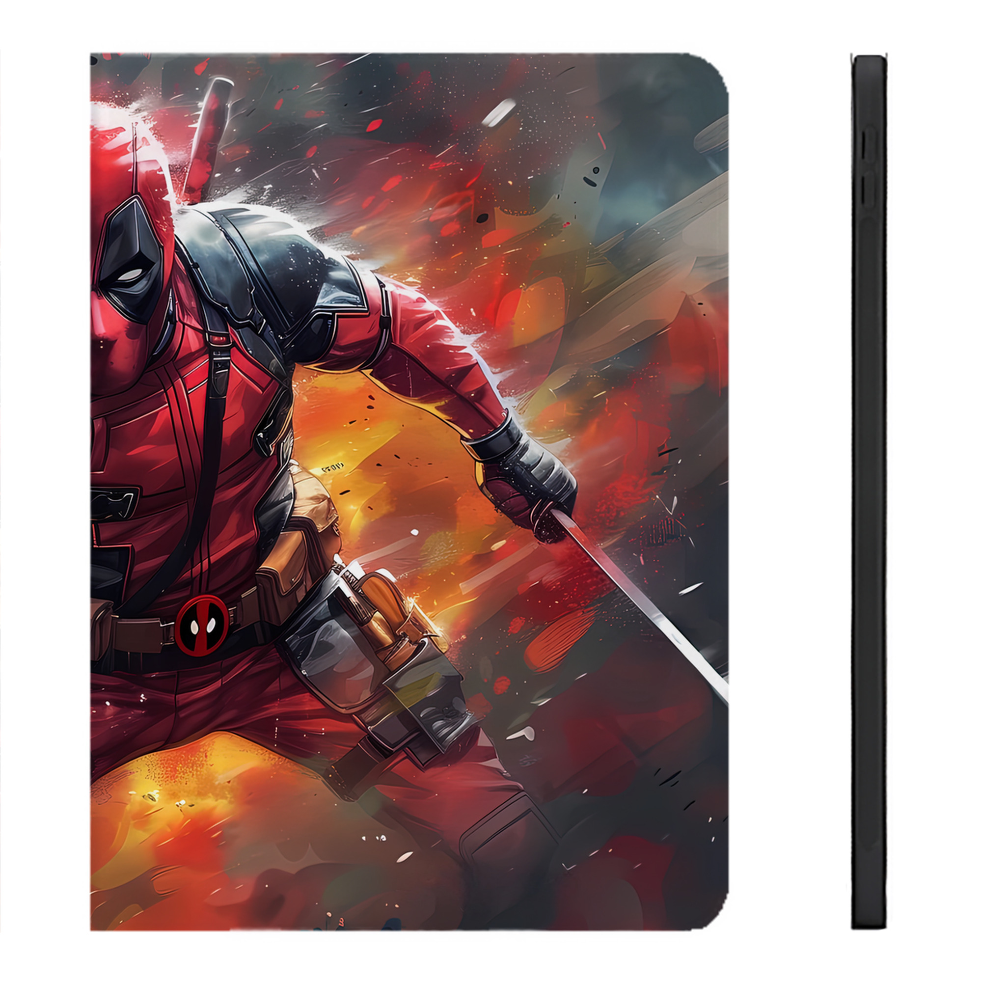 （画像用） Deadpool デッドプール IPadケース ペンホルダー付き ブックスタイルデザイン